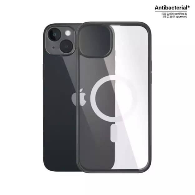 PanzerGlass ClearCase case with MagSafe antibacterial for iPhone 14 Plus / 15 Plus - transparent and black 1