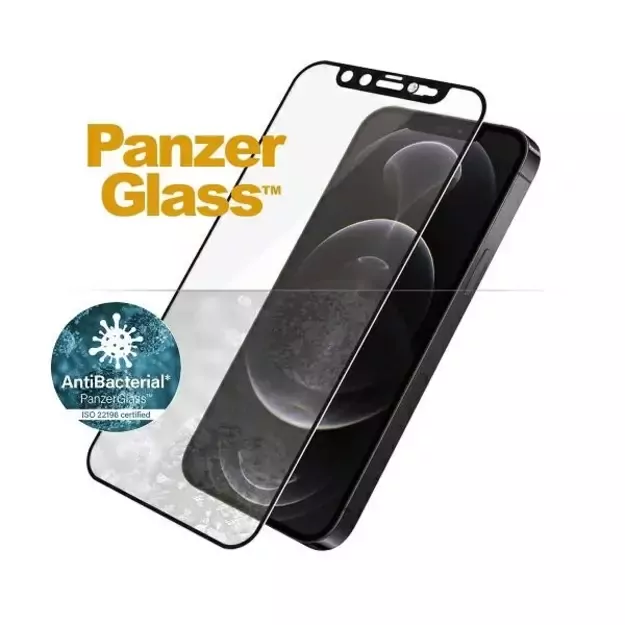 PanzerGlass E2E Microfracture Antibacterial Glass with Swarovsky Crystal Camera Cover for iPhone 12/12 Pro - With Black Frame 1
