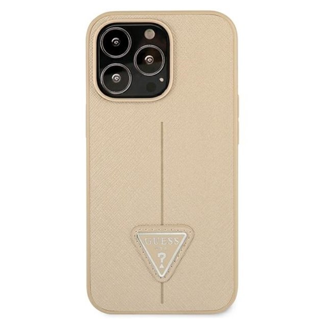 Guess GUHCP13LPSATLE iPhone 13 Pro / 13 6.1&quot  beige/beige hardcase SaffianoTriangle Logo 2