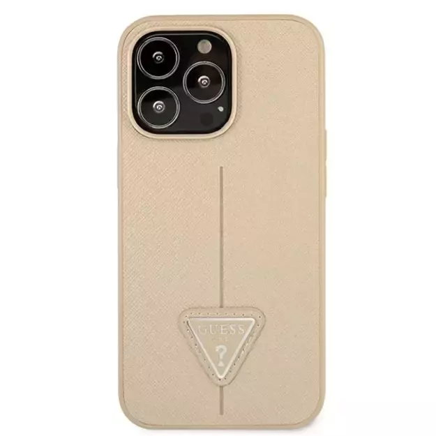 Guess GUHCP13LPSATLE iPhone 13 Pro / 13 6.1&quot  beige/beige hardcase SaffianoTriangle Logo 9