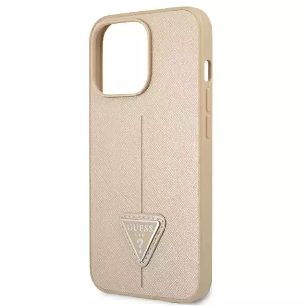 Guess GUHCP13LPSATLE iPhone 13 Pro / 13 6.1&quot  beige/beige hardcase SaffianoTriangle Logo 12