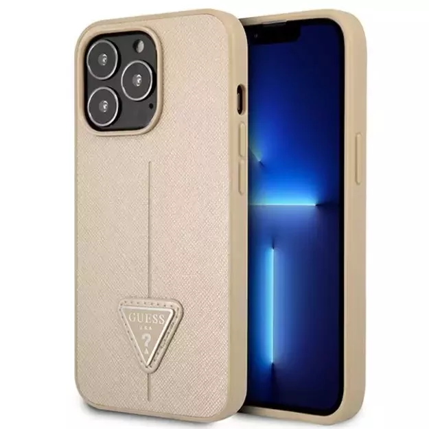 Guess GUHCP13LPSATLE iPhone 13 Pro / 13 6.1&quot  beige/beige hardcase SaffianoTriangle Logo
