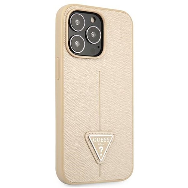 Guess GUHCP13LPSATLE iPhone 13 Pro / 13 6.1&quot  beige/beige hardcase SaffianoTriangle Logo 3