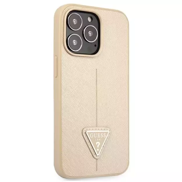 Guess GUHCP13LPSATLE iPhone 13 Pro / 13 6.1&quot  beige/beige hardcase SaffianoTriangle Logo 10