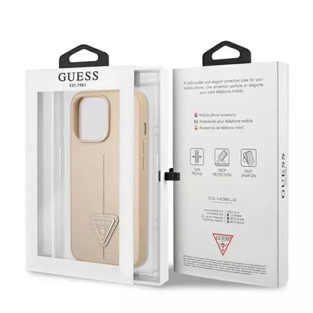 Guess GUHCP13LPSATLE iPhone 13 Pro / 13 6.1&quot  beige/beige hardcase SaffianoTriangle Logo 14