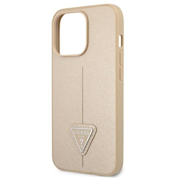 Guess GUHCP13LPSATLE iPhone 13 Pro / 13 6.1&quot  beige/beige hardcase SaffianoTriangle Logo 5