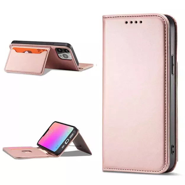 Magnet Card Case for iPhone 13 Pro Max Pouch Card Wallet Card Holder Pink 24