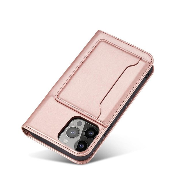 Magnet Card Case for iPhone 13 Pro Max Pouch Card Wallet Card Holder Pink 8