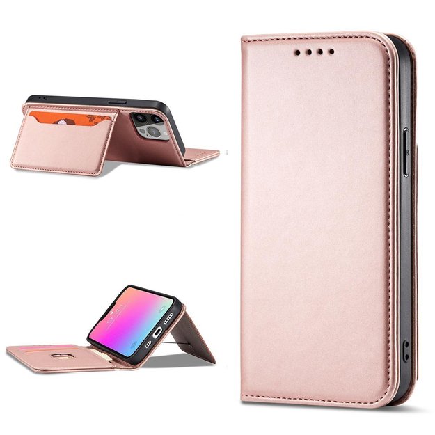 Magnet Card Case for iPhone 13 Pro Max Pouch Card Wallet Card Holder Pink 12