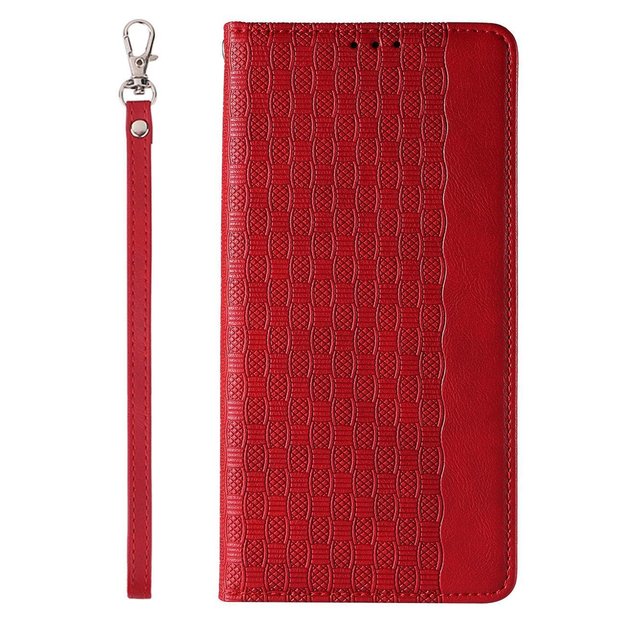 Magnet Strap Case Case for iPhone 13 Pro Max Pouch Wallet + Mini Lanyard Pendant Red 16
