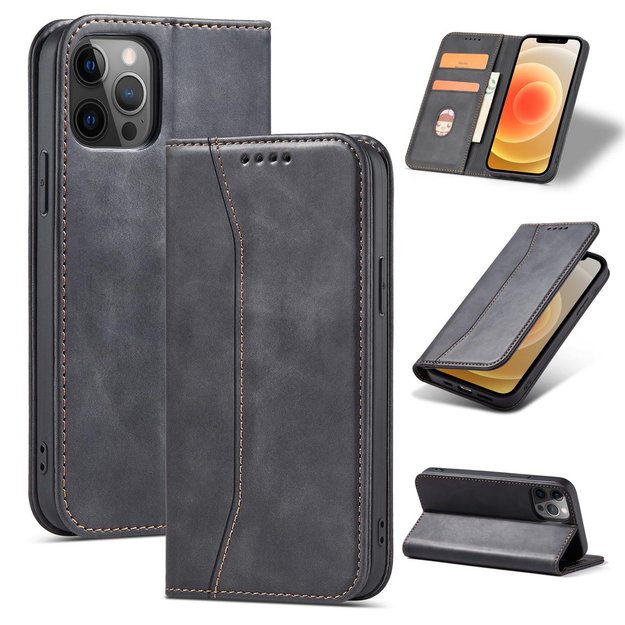 Magnet Fancy Case Case for iPhone 12 Pro Max Pouch Wallet Card Holder Black 3