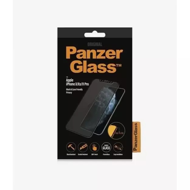 PanzerGlass E2E Super+ privacy tempered glass for iPhone X / XS / 11 Pro - with black frame 2