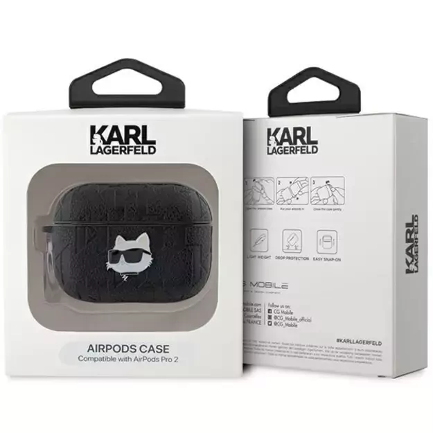 Karl Lagerfeld Monogram Choupette Head case for AirPods Pro 2 - black 6