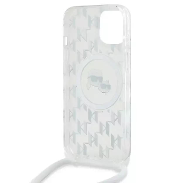 Karl Lagerfeld IML Crossbody Monogram Karl &amp  Choupette Head MagSafe Case for iPhone 15 / 14 / 13 - Transparent 11