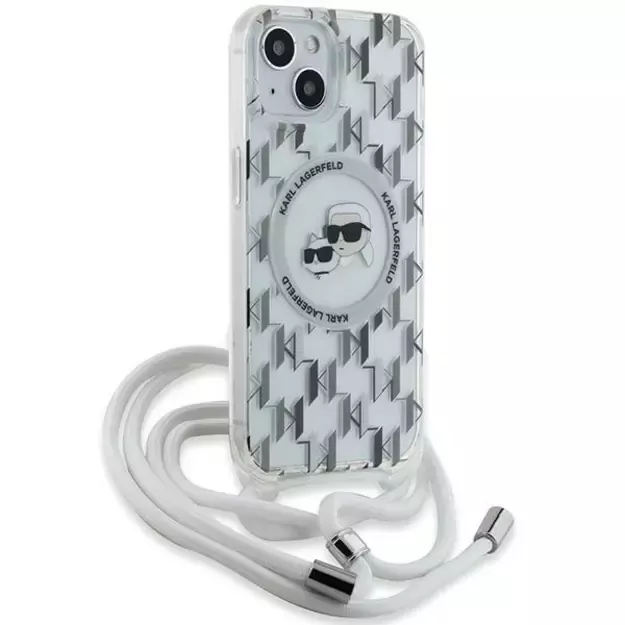 Karl Lagerfeld IML Crossbody Monogram Karl &amp  Choupette Head MagSafe Case for iPhone 15 / 14 / 13 - Transparent 8