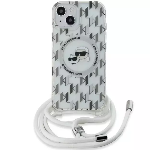 Karl Lagerfeld IML Crossbody Monogram Karl &amp  Choupette Head MagSafe Case for iPhone 15 / 14 / 13 - Transparent 7