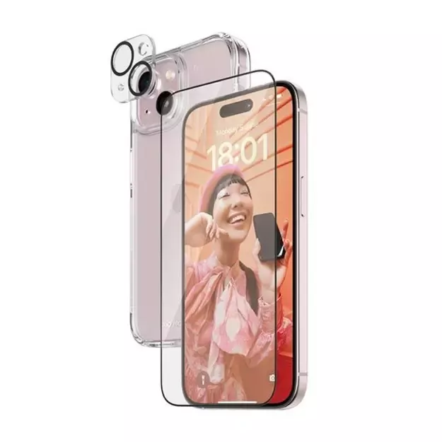 PanzerGlass Bundle 3in1 set transparent case + foil + camera cover for iPhone 15