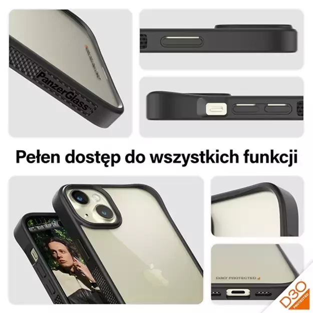 PanzerGlass ClearCase Case for iPhone 15 Plus / 14 Plus with Military Grade Certification - Clear &amp  Black 9