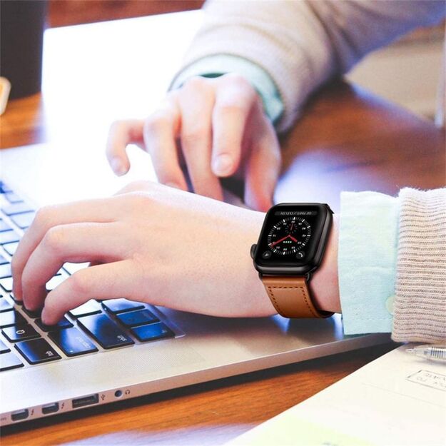 Tech-Protect Leatherfit Strap for Apple Watch 4 / 5 / 6 / 7 / 8 / 9 / SE (38/40/41 mm) - Brown 4