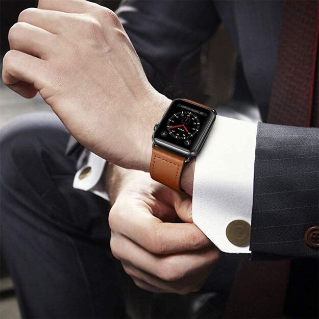 Tech-Protect Leatherfit Strap for Apple Watch 4 / 5 / 6 / 7 / 8 / 9 / SE (38/40/41 mm) - Brown 3