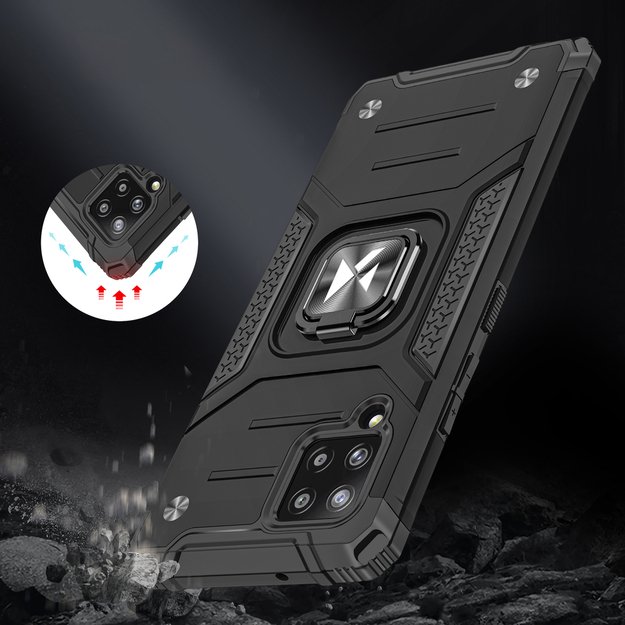 Wozinsky Ring Armor Case Kickstand Tough Rugged Cover for Samsung Galaxy A42 5G blue 13