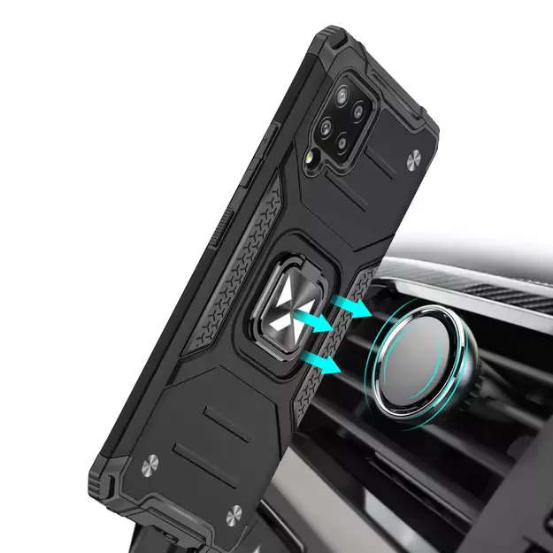Wozinsky Ring Armor Case Kickstand Tough Rugged Cover for Samsung Galaxy A42 5G blue 5