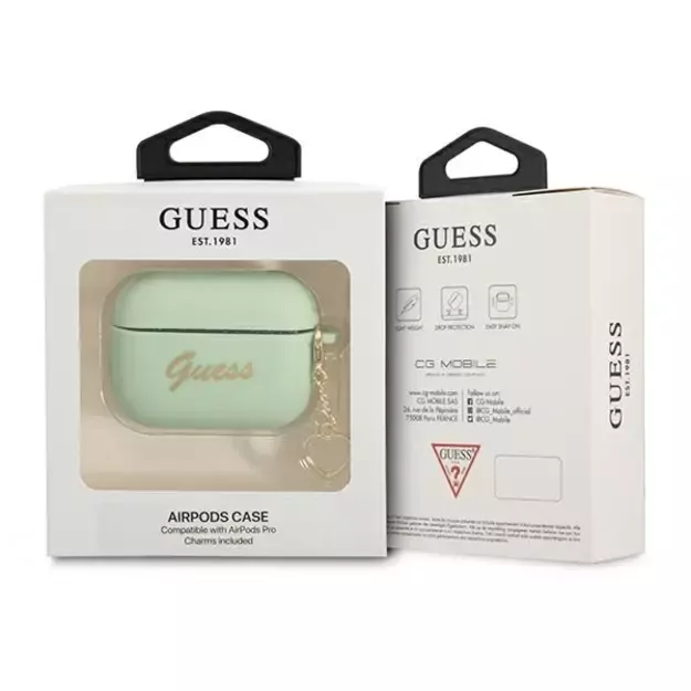 Guess GUAPLSCHSN AirPods Pro cover green/green Silicone Charm Heart Collection 2