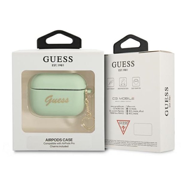 Guess GUAPLSCHSN AirPods Pro cover green/green Silicone Charm Heart Collection 4