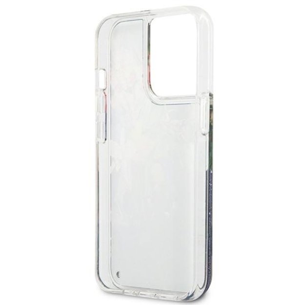 Guess Flower Liquid Glitter case for iPhone 13 Pro Max - blue 6
