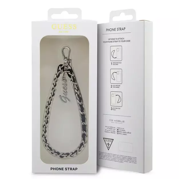 Guess GUSTSASSK Phone Strap black/black Chain Metal Logo Charm 1
