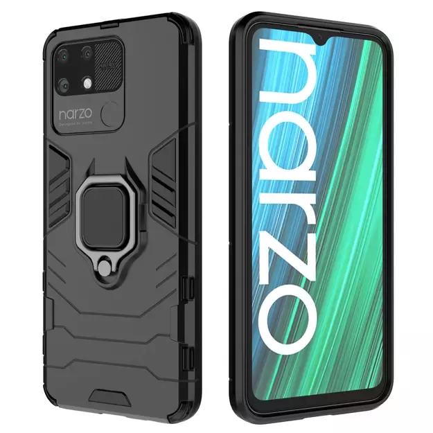 Ring Armor tough hybrid case cover + magnetic holder Realme Narzo 50A black 12