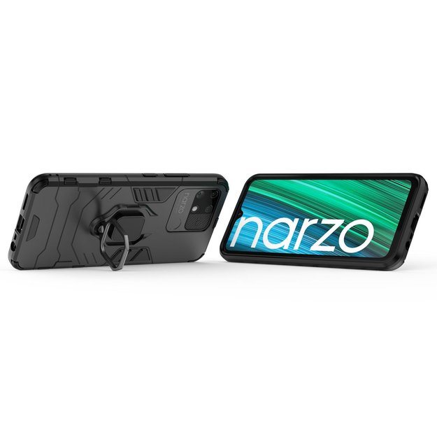 Ring Armor tough hybrid case cover + magnetic holder Realme Narzo 50A black 19