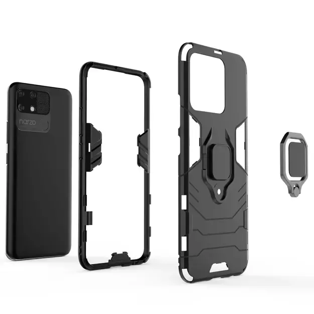 Ring Armor tough hybrid case cover + magnetic holder Realme Narzo 50A black 1