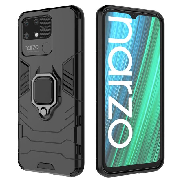 Ring Armor tough hybrid case cover + magnetic holder Realme Narzo 50A black 15
