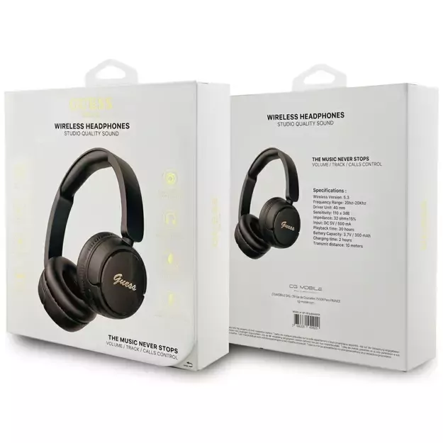 Guess Metal Logo Script Over-Ear Headphones - Black 3