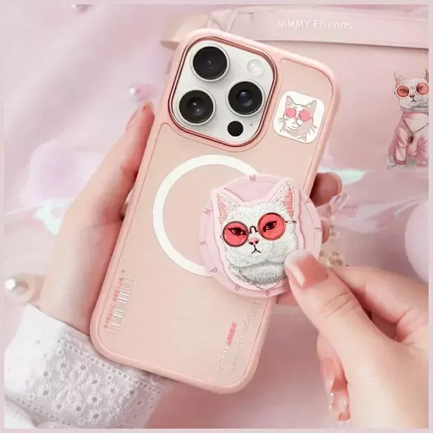 Nimmy Glasses Cool Cat MagSafe Case for iPhone 16 Pro - Pink 8