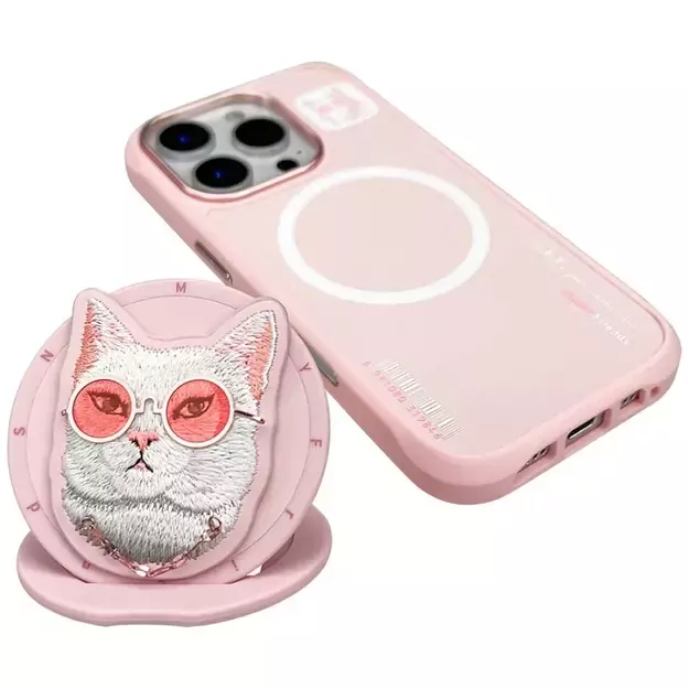 Nimmy Glasses Cool Cat MagSafe Case for iPhone 16 Pro - Pink 2