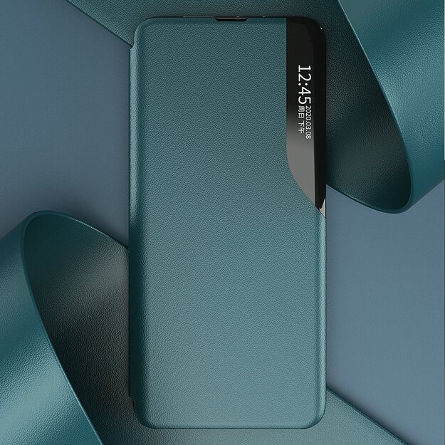 Eco Leather View Case elegant bookcase type case with kickstand for Samsung Galaxy A22 4G blue 4