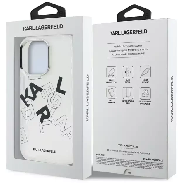 Karl Lagerfeld IML Sketched Graphic Case for iPhone 16 Pro Max - Clear 7