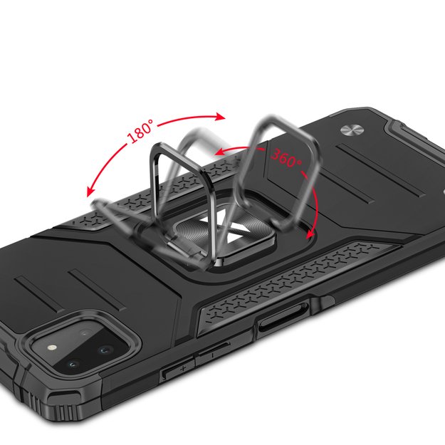 Wozinsky Ring Armor Case Kickstand Tough Rugged Cover for Samsung Galaxy A22 4G black 11