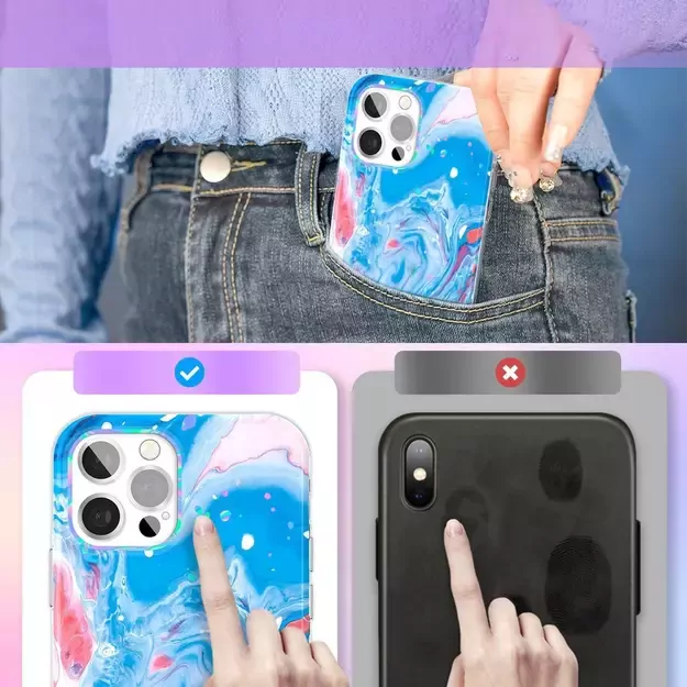 Kingxbar Watercolor Series color case for iPhone 12 Pro Max Blue-pink 2