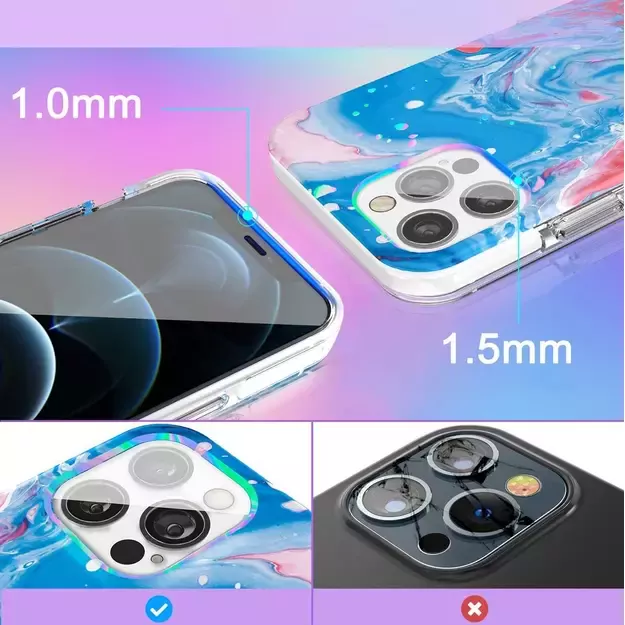 Kingxbar Watercolor Series color case for iPhone 12 Pro Max Blue-pink 3