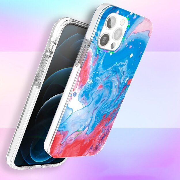 Kingxbar Watercolor Series color case for iPhone 12 Pro Max Blue-pink 11