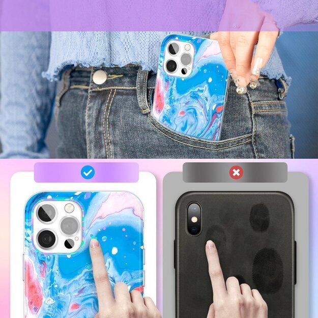 Kingxbar Watercolor Series color case for iPhone 12 Pro Max Blue-pink 9
