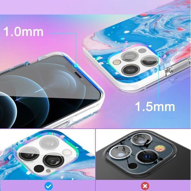 Kingxbar Watercolor Series color case for iPhone 12 Pro Max Blue-pink 10