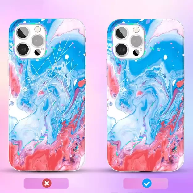 Kingxbar Watercolor Series color case for iPhone 12 Pro Max Blue-pink 1