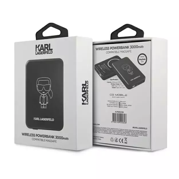 Karl Lagerfeld Powerbank indukcyjny KLPBMSOIBK 3000mAh MagSafe 3