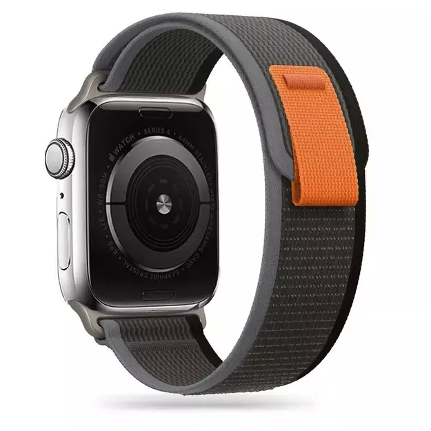 Tech-Protect Nylon Strap for Apple Watch 4/5/6/7/8/9/SE/Ultra 1/2 (42/44/45/49 mm) - Black &amp  Orange