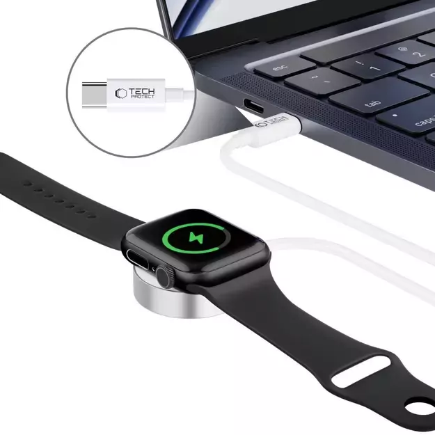 Tech-Protect UltraBoost Magnetic Inductive Charger with USB-C Connector for Apple Watch 1.2m - White 7