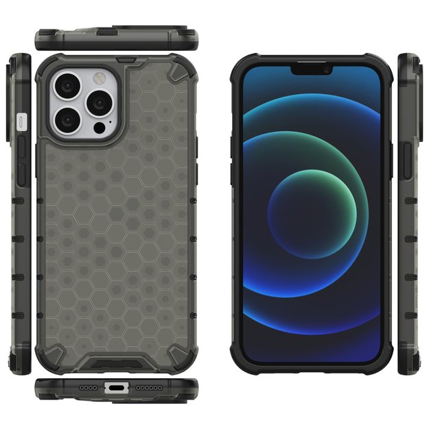 Honeycomb Case armor cover with TPU Bumper for iPhone 13 Pro Max black 19
